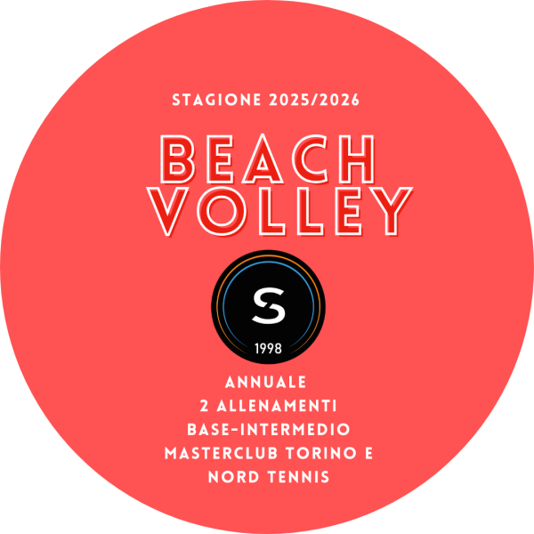 CORSO BEACH VOLLEY annuale 25/26 Masterclub Torino-Nord Tennis base/intermedio-2 allenamenti